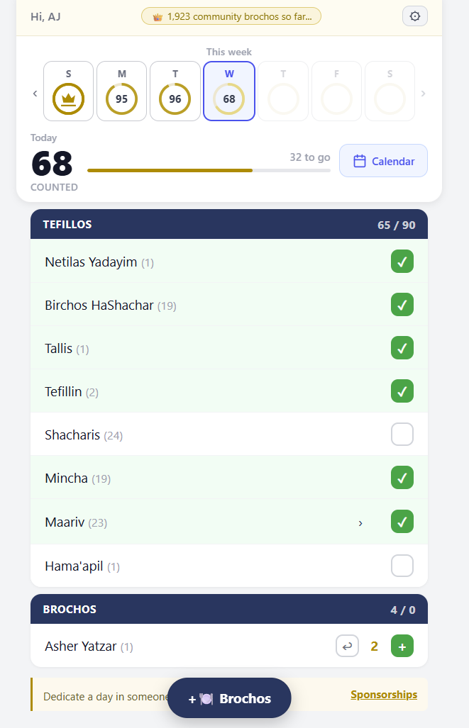 100 Brochos tracker app